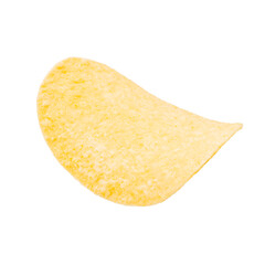 yellow potato chip isolated on white background. chip slice cut out