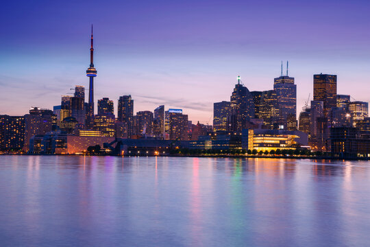 Toronto's colourful and vibrant night skyline