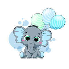 baby elephant with a balloon