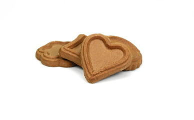 Biscuits isolated on white. Chocolate cookies of different shapes isolated on white background.  