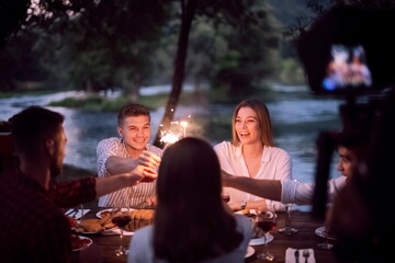 french dinner party on summer