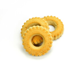 Ring biscuits pile isolated on a white background.