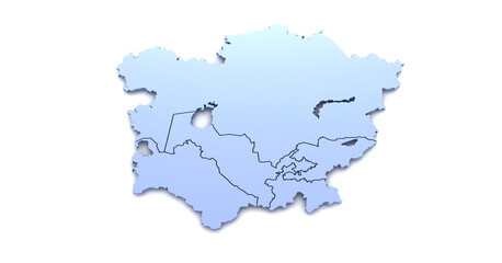 Central asia map. central asian countries map 3D illustrations on a white background.