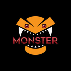 Fototapeta premium Monster like logo design. Illustration of a monster as a logo design on a black background