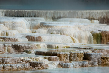 USA, Wyoming. Mineral deposit formation. Mammoth Hot Springs, Yellowstone National Park.