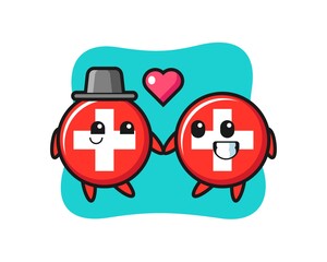 switzerland cartoon character couple with fall in love gesture