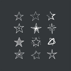 Obraz premium Stars doodle collection. Set of hand drawn stars. Scribble illustrations.