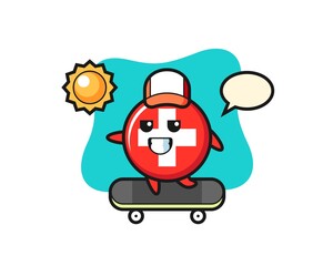 switzerland character illustration ride a skateboard