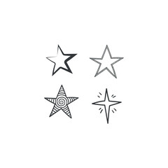 Stars doodle collection. Set of hand drawn stars. Scribble illustrations.