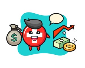 switzerland illustration cartoon holding money sack