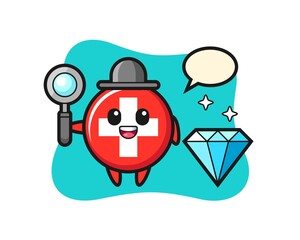 Fototapeta premium Illustration of switzerland character with a diamond