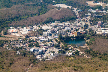 Aerial view of Bhavnath village near Junagadh in Gujarat state, India