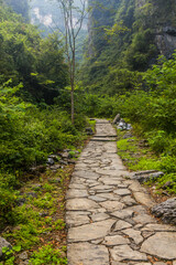 Stone path to Liusha waterfall near Dehang Miao village, Hunan province, China