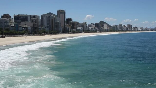 Ipanema beach deserted during the quarantine during Covid-19 Coronavirus outbreak