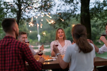 french dinner party on summer