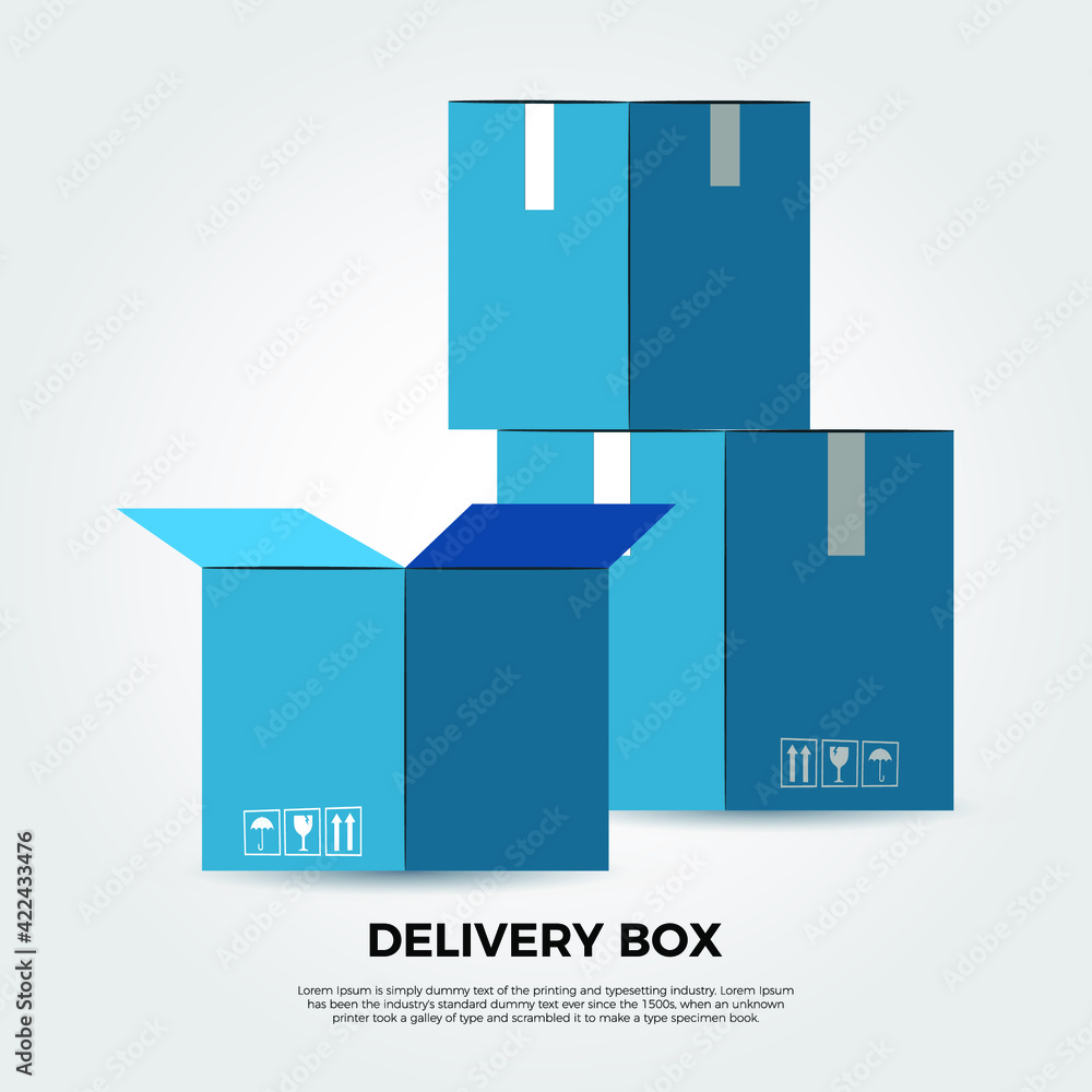 Poster cardboard boxes vector template with place for text. eps10 vector illustration.