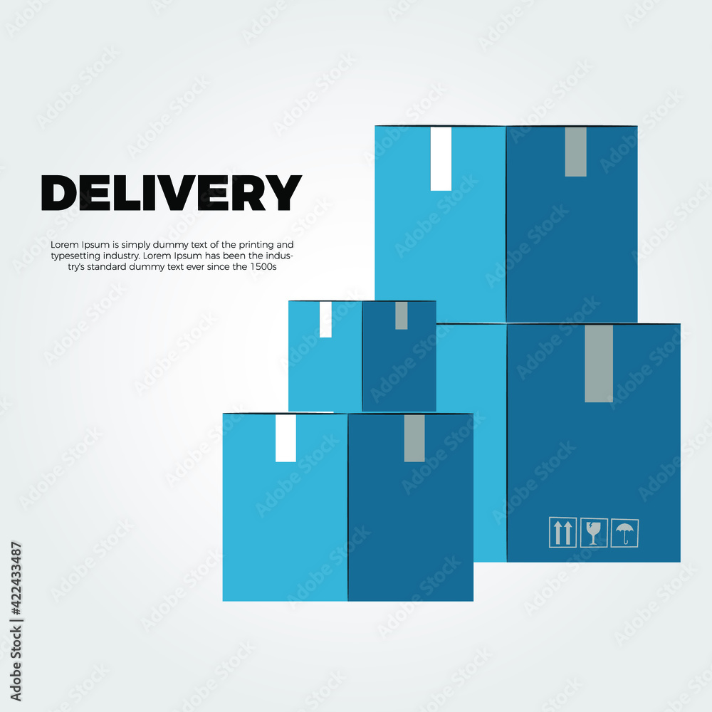 Poster cardboard boxes vector template with place for text. eps10 vector illustration.