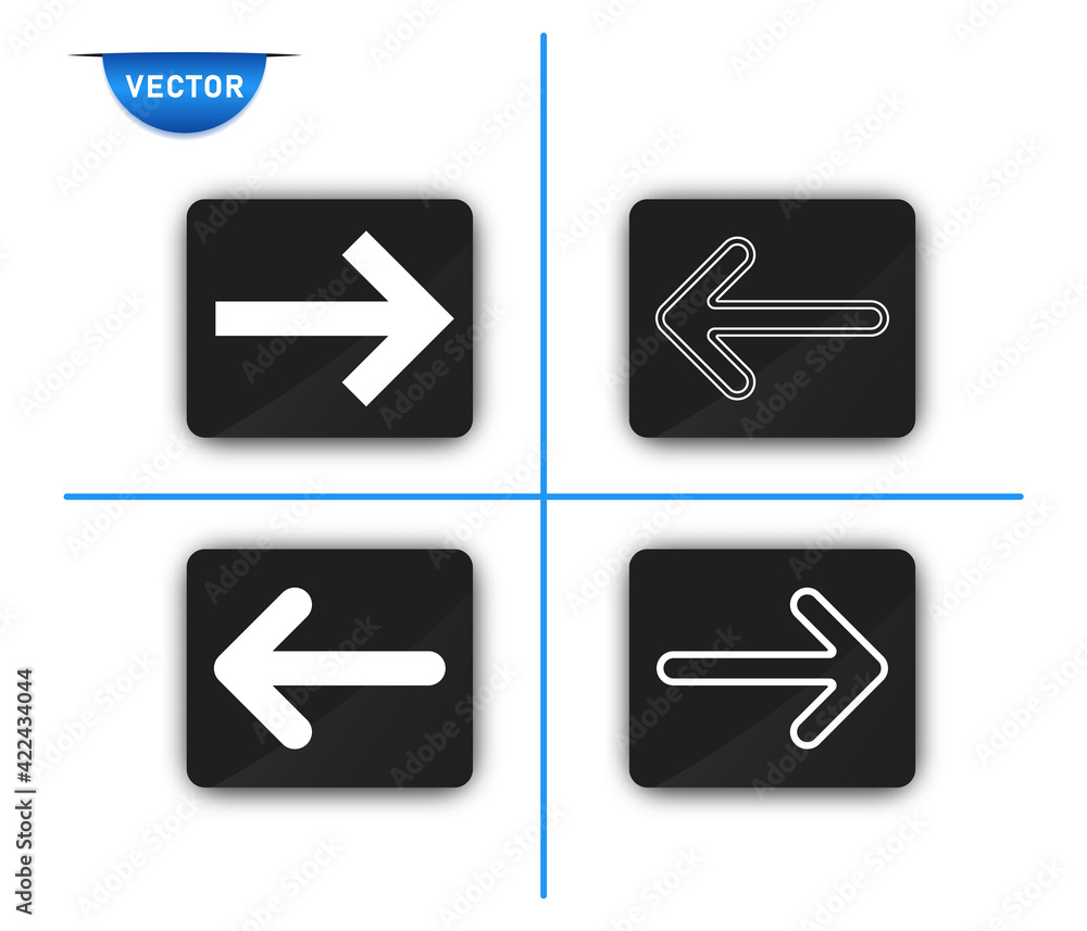 Poster arrows, monochrome. set. pointers with a shadow. vector design elements on an isolated background.