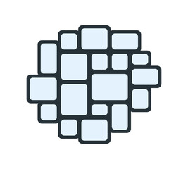 Round photo frames collage. Layout of snapshots of photos, template. Vector illustration.