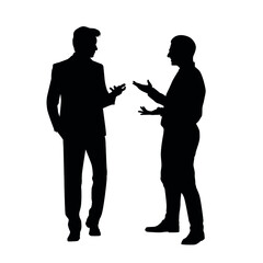 The Silhouette Of Two People Discussing