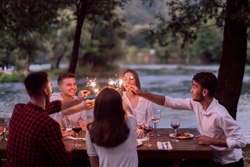 french dinner party on summer