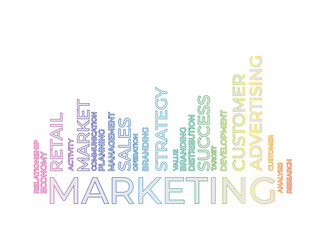 Marketing barcode word tag cloud. Vector illustration