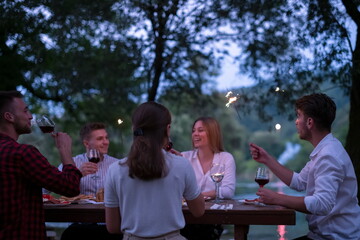 french dinner party on summer