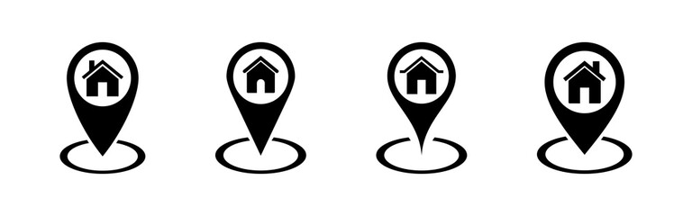 Address icon set. home location icon vector