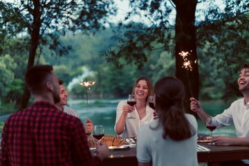 french dinner party on summer