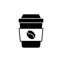 Takeaway Coffee cup icon  in solid black flat shape glyph icon, isolated on white background 