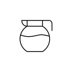 hot pot coffee icon in flat black line style, isolated on white 