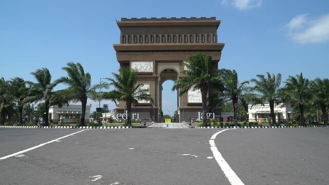 Empty street by iconic Simpang Gumul in Kediri, East Java during Covid outbreak
