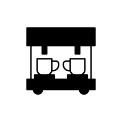 Coffee machine icon  in solid black flat shape glyph icon, isolated on white background 