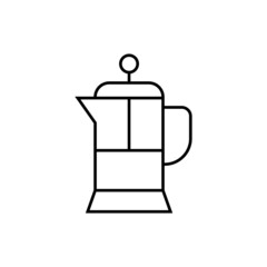 Obraz premium french press Coffee icon in flat black line style, isolated on white 