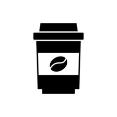 Takeaway Coffee cup icon  in solid black flat shape glyph icon, isolated on white background 