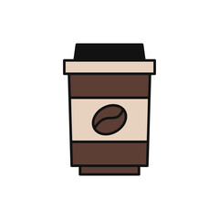 Takeaway Coffee cup icon in color icon, isolated on white background 