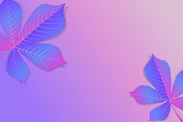 Fototapeta na wymiar Colorful vibrant holographic neon gradient Leaves. Minimal surrealism background. Vector illustration concept art.