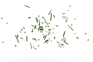 Chopped chives  isolated. Fresh green chopped chives  isolated on white background.
