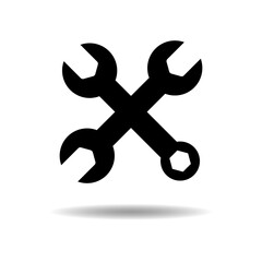 Wrenches vector set. Set of trendy black crossed wrenches in flat style isolated on white background. Concept set of wrench icons for repair, mending, refurbishment. Vector illustration.