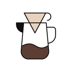coffee drip glass icon in color icon, isolated on white background 