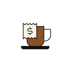 coffee Bill icon  in color icon, isolated on white background 