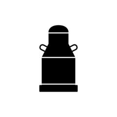 milk tank icon in solid black flat shape glyph icon, isolated on white background 