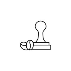 Bean tamper icon  in flat black line style, isolated on white 