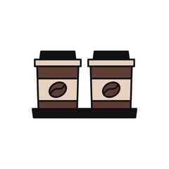 Coffee cups icon in color icon, isolated on white background 