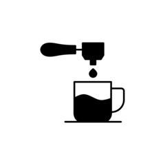 portafilter coffee icon in solid black flat shape glyph icon, isolated on white background 