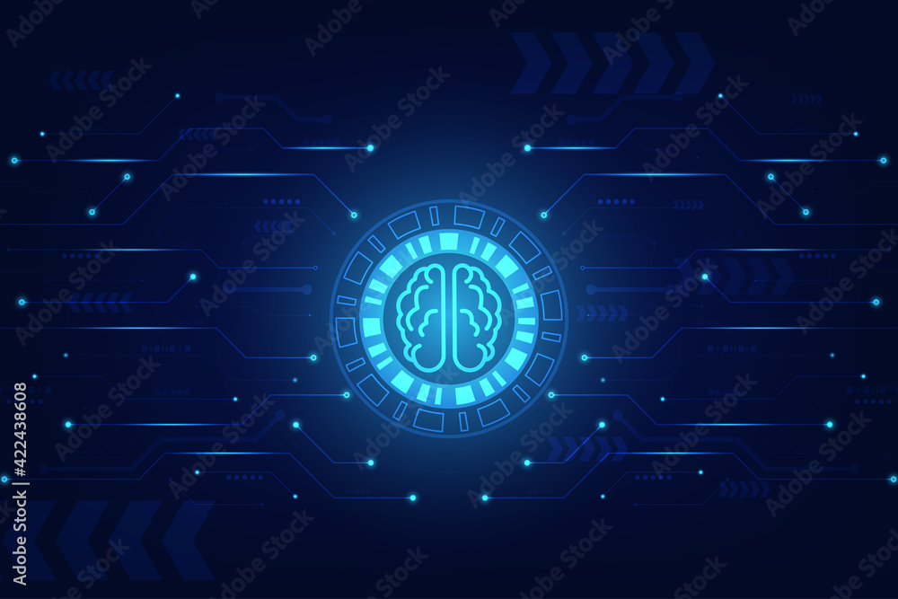 Poster vector polygonal human brain icon line shape with concept artificial intelligence. technology abstra