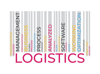 Logistics barcode word tag cloud. Vector illustration