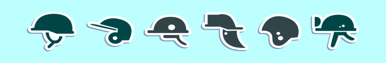 set of fireman helmet cartoon icon design template with various models. vector illustration isolated on blue background