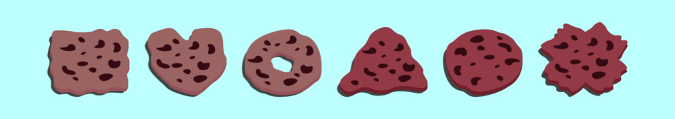 set of chocolate chip cookies cartoon icon design template with various models. vector illustration isolated on blue background