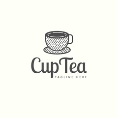 cup tea drink logo icon vector template
